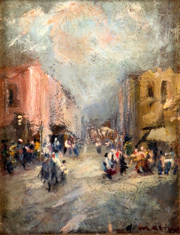 Pittore del XIX secolo - Scorcio cittadino