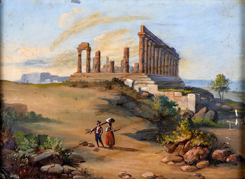 Pittore del XIX Secolo - Veduta della Valle dei Templi