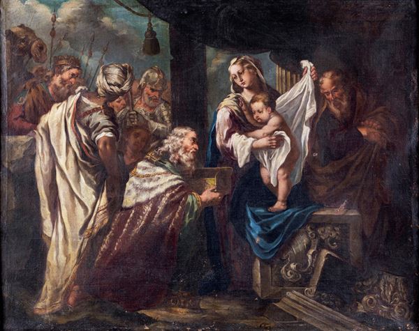 Pittore Napoletano del XVIII secolo - Adorazione dei magi
