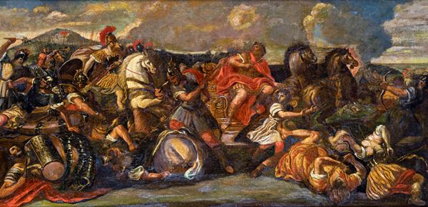 Scuola romana del XIX secolo - Scontro tra Alessandro e Dario