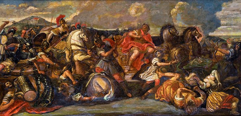 Scuola Romana del XIX Secolo - Scontro tra Alessandro e Dario