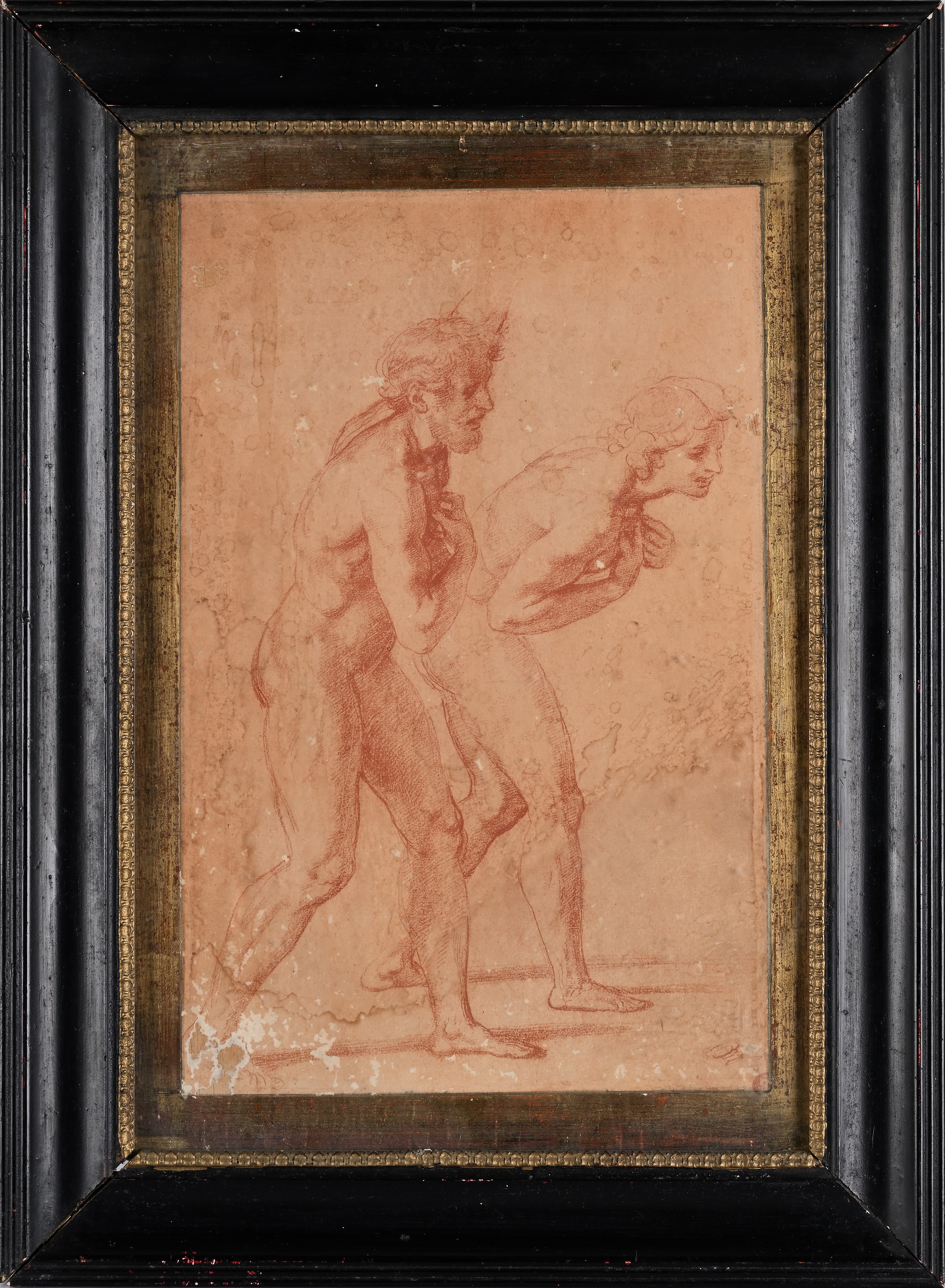 Riproduzione del disegno a sanguigna di Raffaello al Louvre "Studio per due Apostoli" della Trasf...