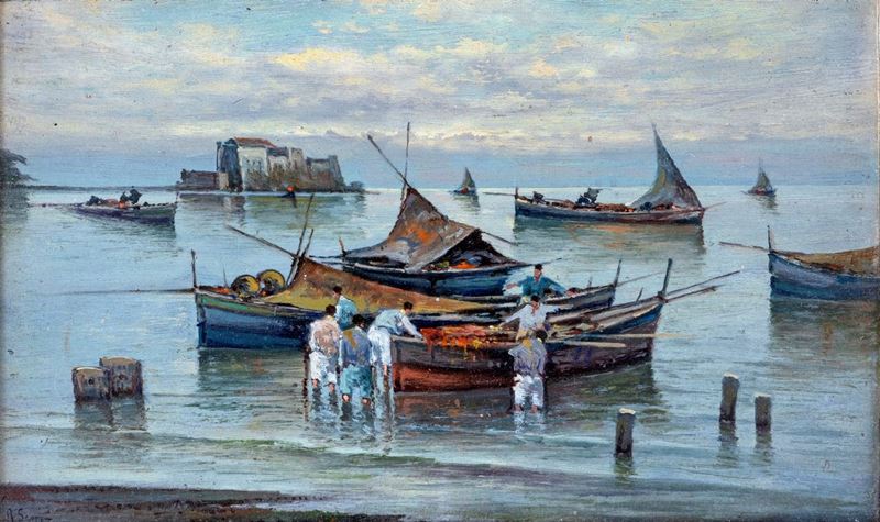 Raimondo Scoppa - Pescatori con Barche