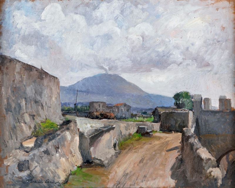 Errico Placido - Paesaggio con Vesuvio