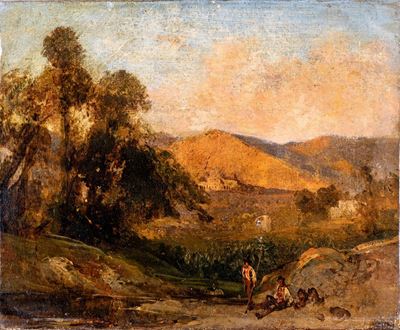 Paesaggio di Campagna con Pastori al Riposo