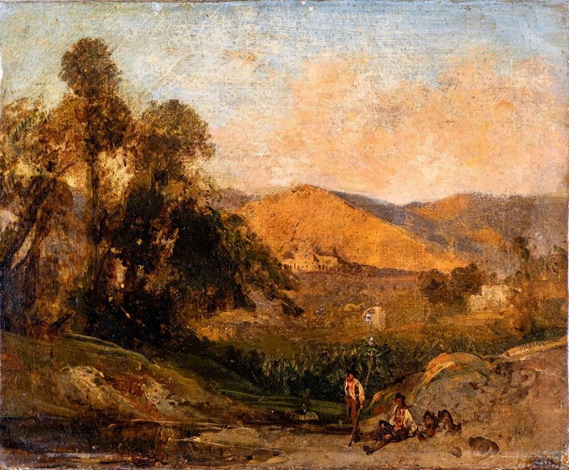 Giacinto Gigante - Paesaggio di Campagna con Pastori al Riposo