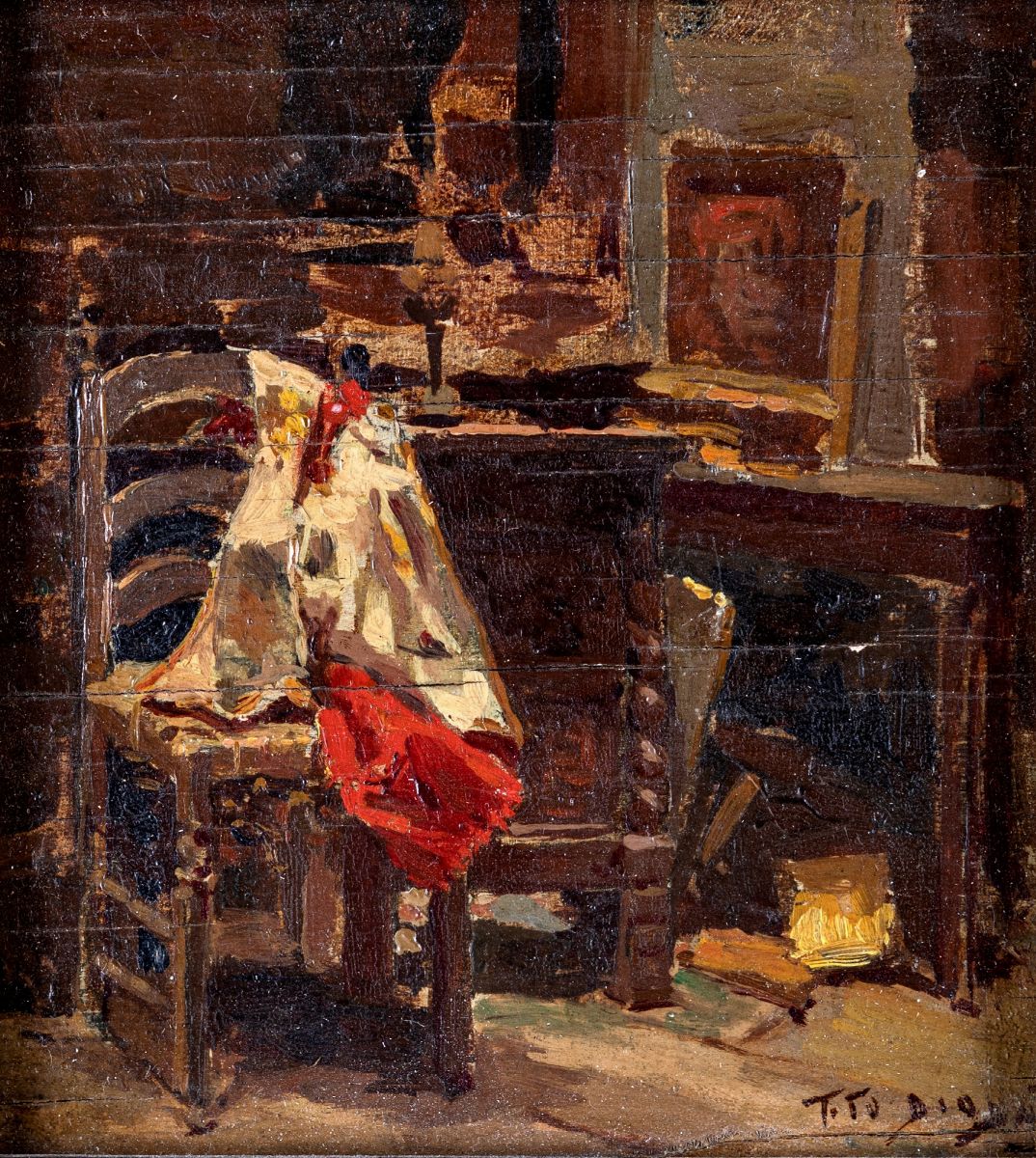 Tito Diodati - Scena di Interno con Sedia e Drappo