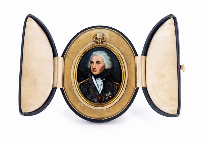 Miniaturista del XIX Secolo - Ritratto di Gentiluomo con Distintivi Onorifici
