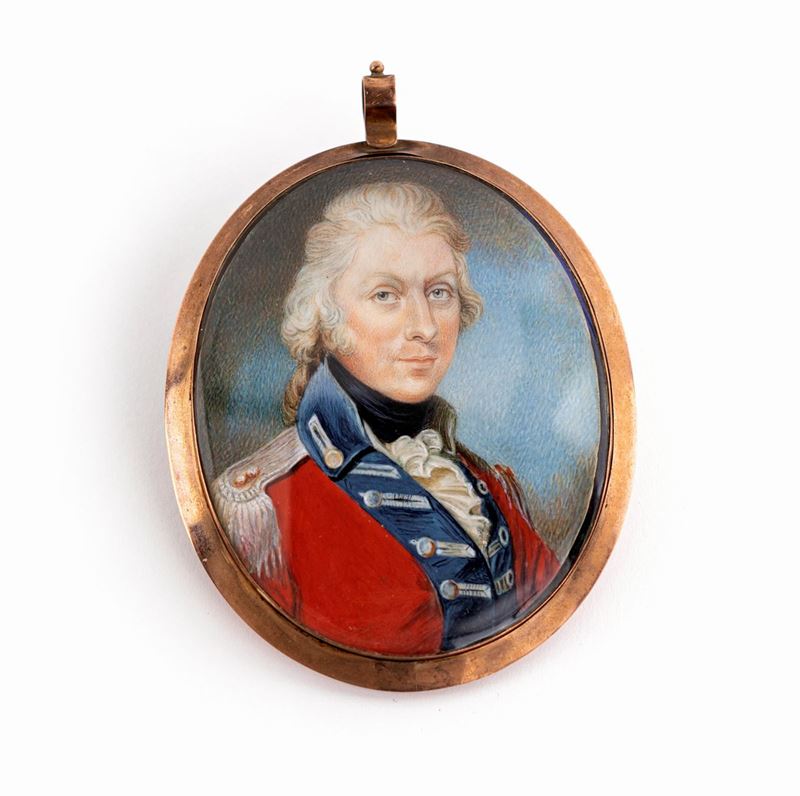 Miniaturista del XIX Secolo - Ritratto di Ufficiale Militare Britannico
