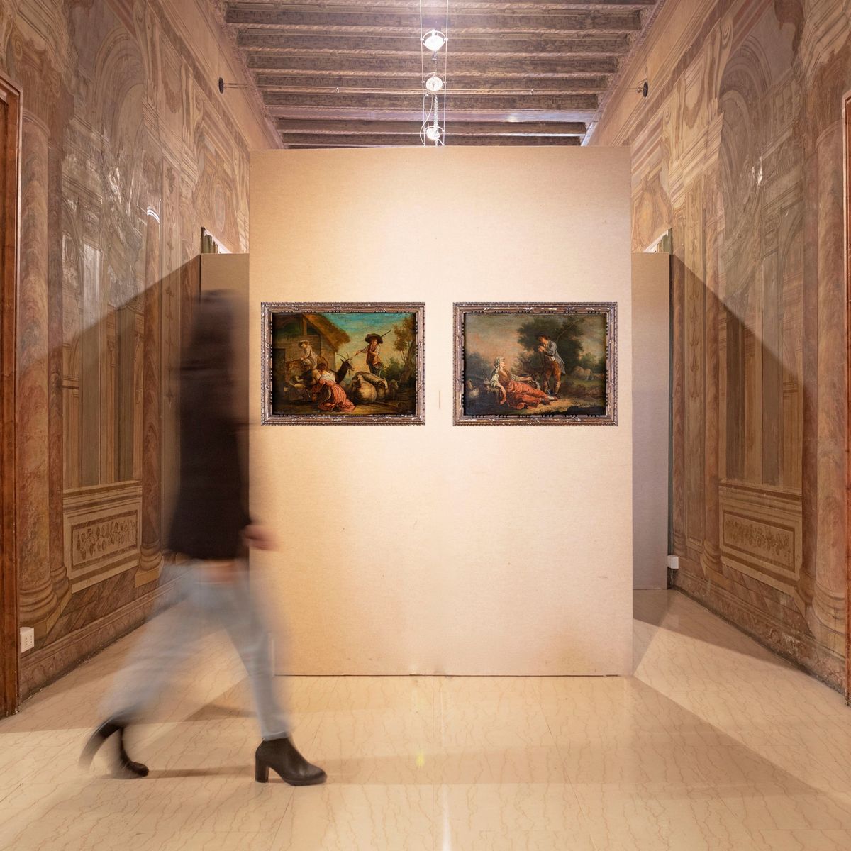 Scuola Veneta del XVIII Secolo - A) Scena Galante B) Mungitura della Capra
