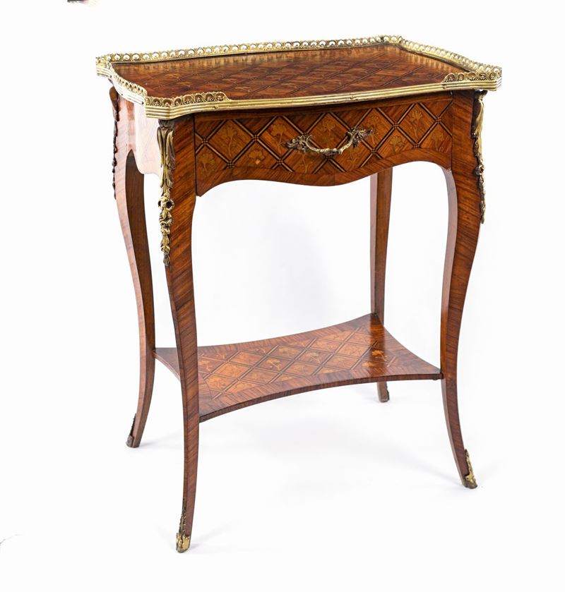 Piccolo Tavolino D'epoca Napoleone III in Legno di Rosa e di Frutto