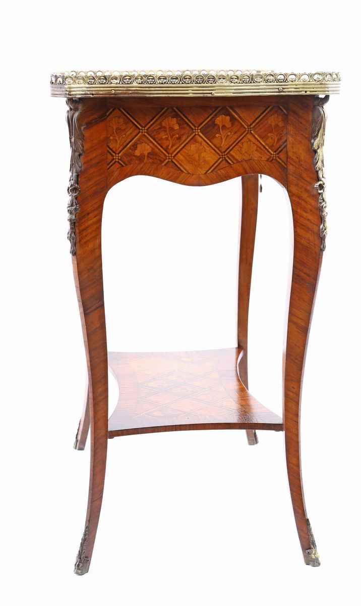 Piccolo Tavolino D'epoca Napoleone III in Legno di Rosa e di Frutto