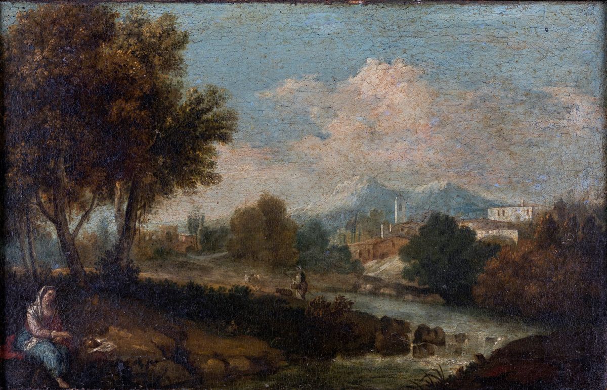 Scuola Romana del XVII Secolo - Coppia di Paesaggi