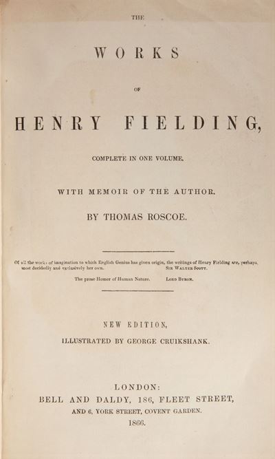 Henry Fielding - Works Complete in One Volume With Memoir Of The Autor By Thomas Roscoe New Editi...
