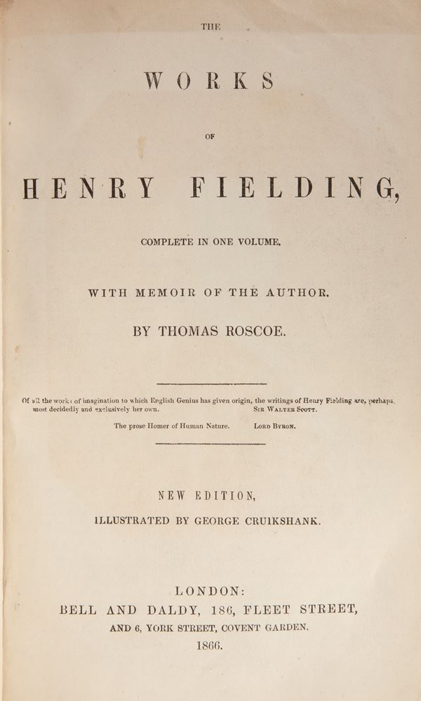  Henry Fielding - Works Complete in one volume With memoir of the autor by Thomas Roscoe New edition illustrated by George Cruikshank