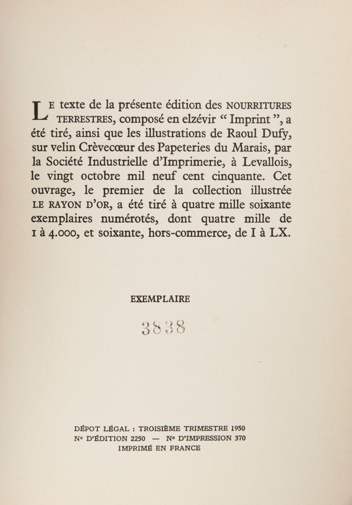 André Gide - le Nourritures Terrestres & Les Nouvelles Nourritures Avec Douze Aquarelles De Raoul...