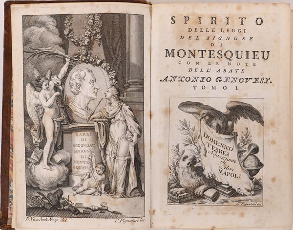 Montesquieu Charles Louis. Spirito delle leggi con le note dell'abate  Antonio Genovesi (Domenico Terres, Napoli 1777) - Asta Importanti Libri  Antichi - Casa d'Aste Arcadia