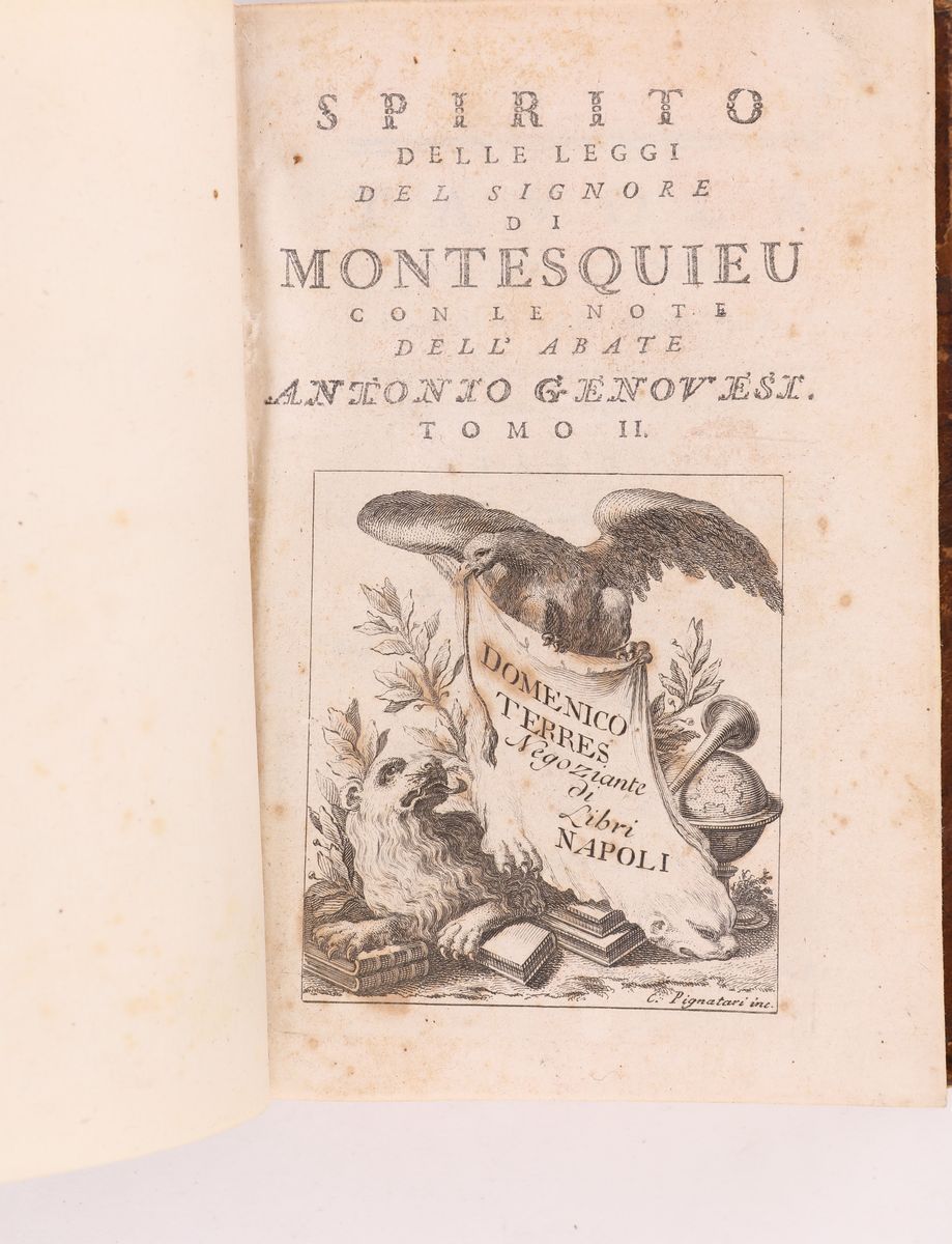 Montesquieu Charles Louis. Spirito delle Leggi con le Note Dell'abate Antonio Genovesi
