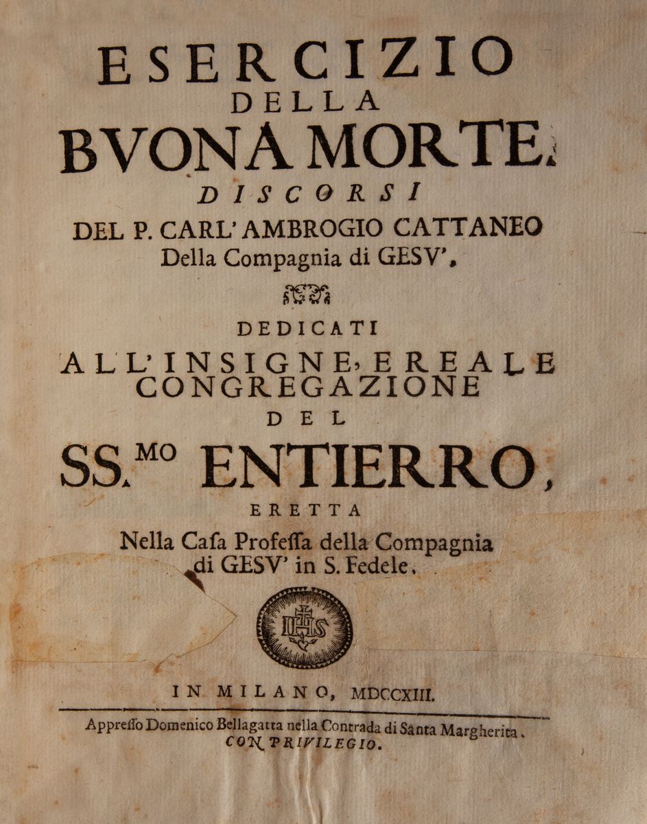 Carlo Ambrogio Cattaneo. Esercizio della Buona Morte. Discorsi.