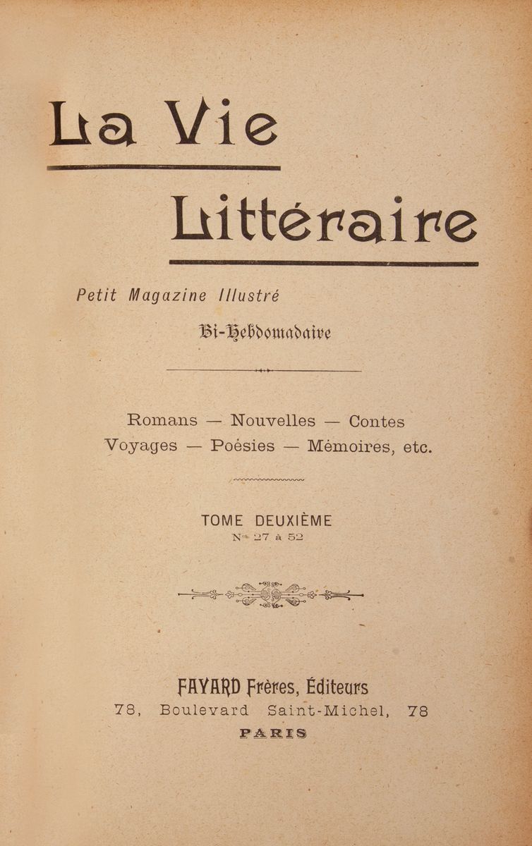 La Vie Litteraire, Petit Magazine Illustré Bi-hebdomadaire