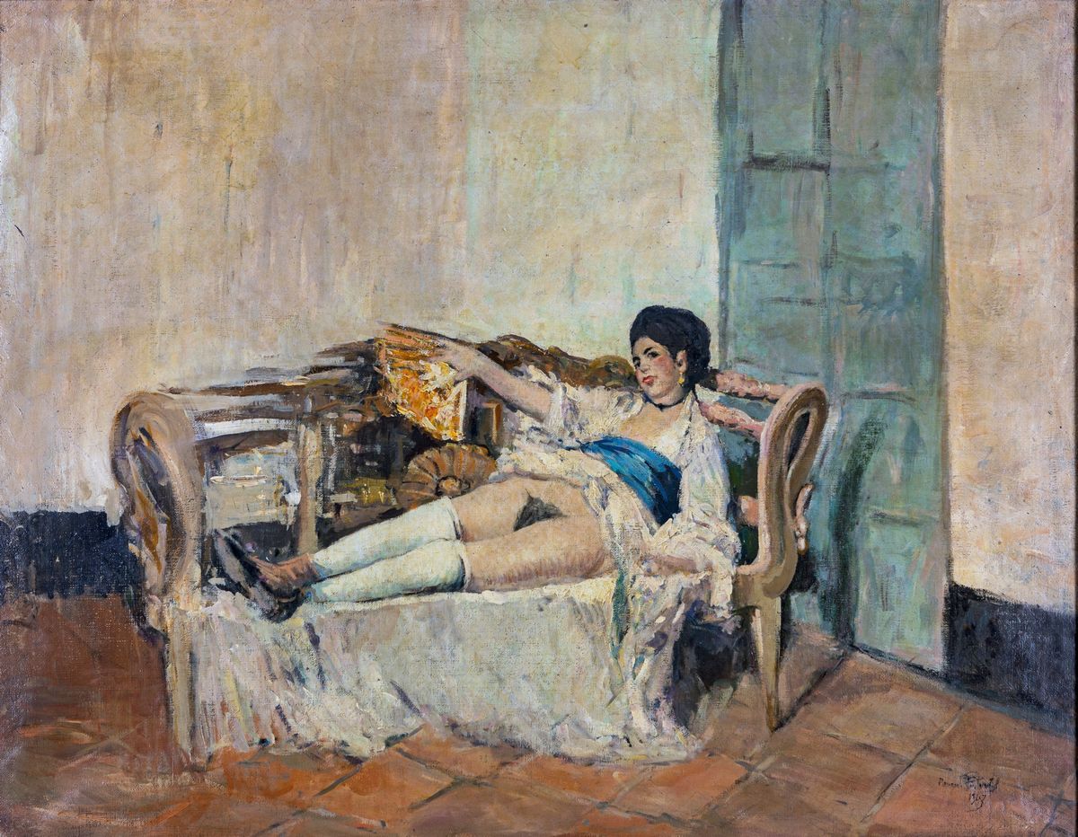 Pittore del XX Secolo - Donna Distesa sul Divano