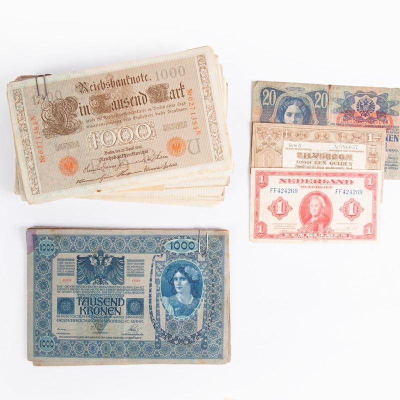 Lotto di 183 Pezzi di Cartamoneta: 12 Esemplari 1.000 Corone 1902 Francesco Giuseppe i Impero Aus...