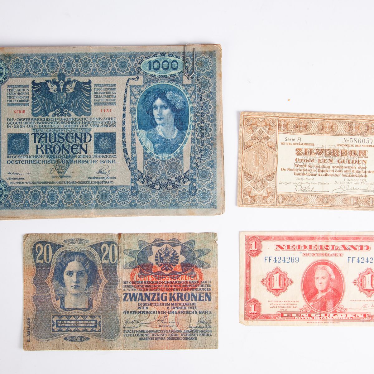 Lotto di 183 Pezzi di Cartamoneta: 12 Esemplari 1.000 Corone 1902 Francesco Giuseppe i Impero Aus...