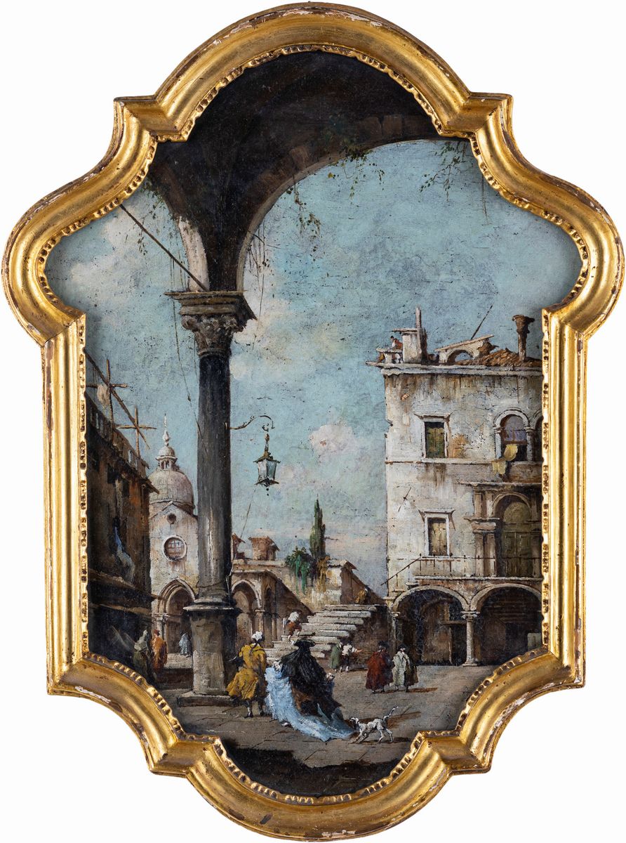Scuola Veneziana del XVIII Secolo - Coppia di Vedute di Venezia