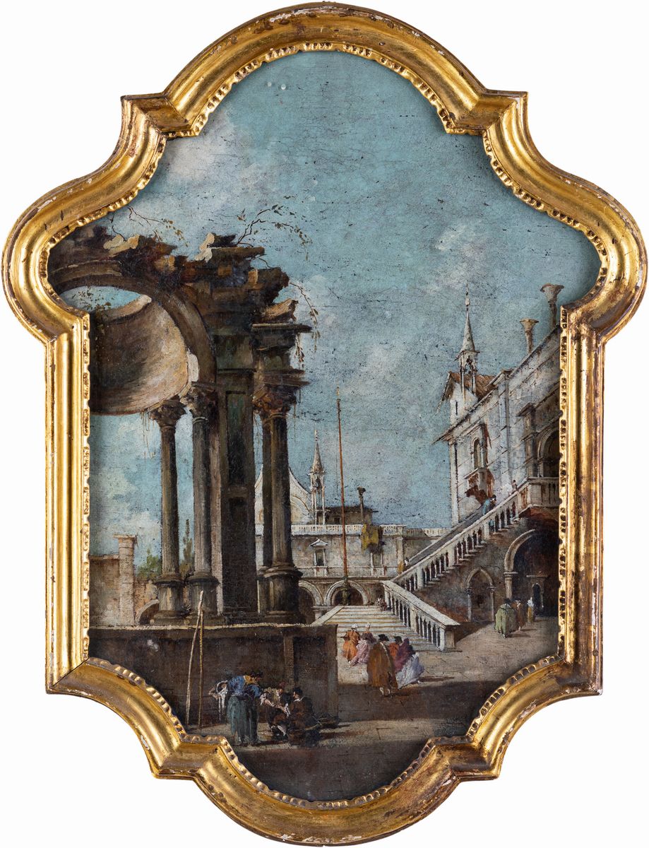 Scuola Veneziana del XVIII Secolo - Coppia di Vedute di Venezia