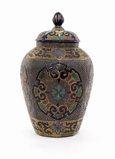 Vaso con Coperchio in Terraglia a Lustro
