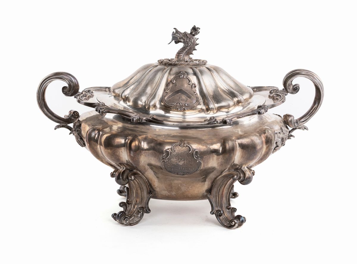 Coppa Centrotavola in Argento, Londra 1840, Regina Vittoria, Argentiere Benjamin Smith