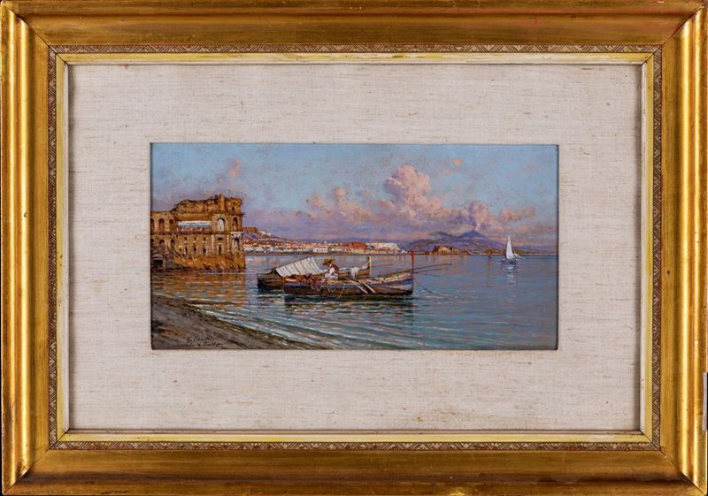 Giuseppe Carelli - Napoli da Posillipo (palazzo Donn'anna)