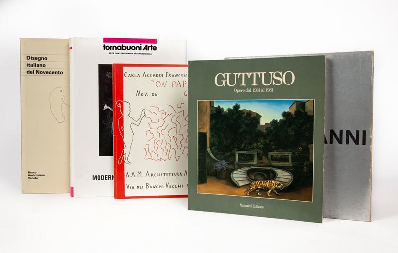 Cinque Libri di Arte Contemporanea tra Cui Guttuso e Mastroianni