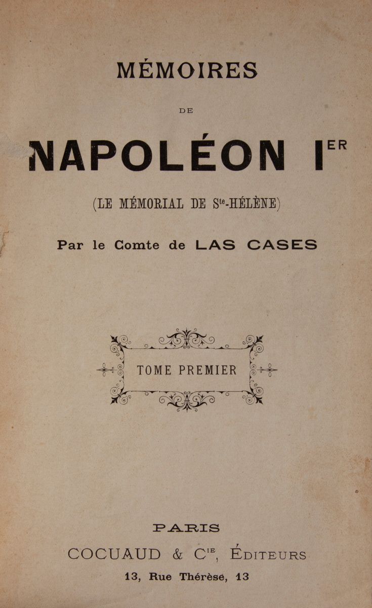 Comte De Las Cases. Memoires De Napoleon i (le Memorial De St. Helene)