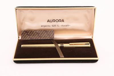 Aurora Marco Polo - Penna Stilografica in Argento 925% Dorato e Laccato