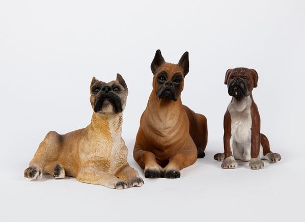 Tre figure di cane boxer  - Asta Asta a Tempo - ANIMALIA - Casa d'Aste Arcadia