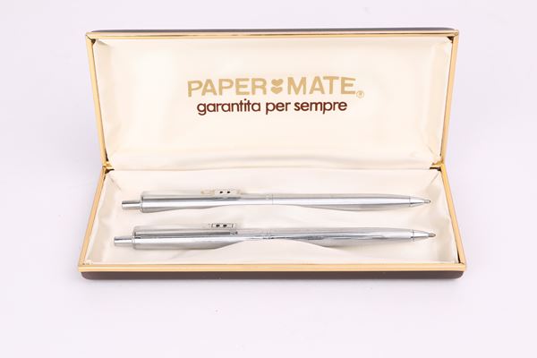 Paper Mate - Due penne a sfera in metallo cromato