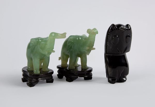 Tre animali in pietra dura, arte cinese