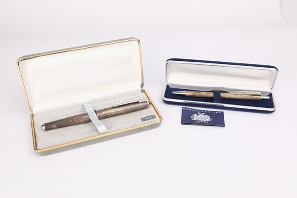 Vitopardo - Penna a sfera in argento 925% unito ad una Penna stilografica in argento 925%