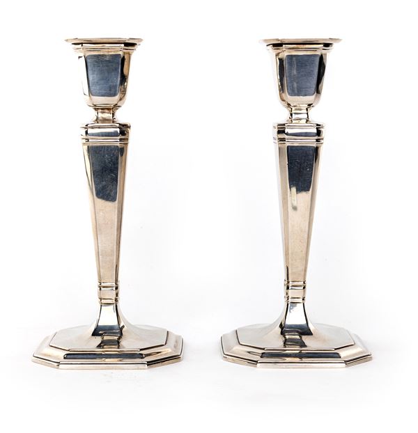 Coppia di piccoli candelieri da tavola in argento sterling, Tiffany & co.