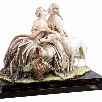 Grande Gruppo in Ceramica Policroma, Anni Trenta