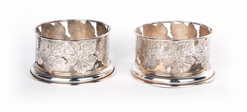 Coppia di Sottobottiglia in Argento Sterling