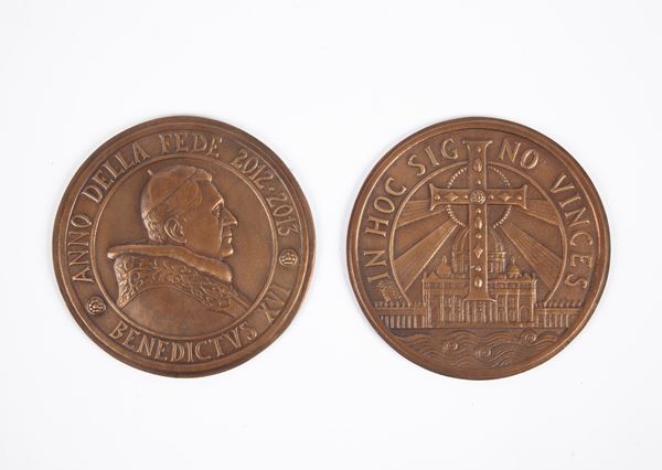 Benedetto XVI, medaglia in bronzo. Anno della Fede 2012/2013  (Opus Fusco)  - Asta Asta a Tempo - Numismatica - Casa d'Aste Arcadia