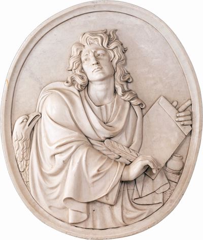 Grande Medaglione Ovale in Marmo Bianco, XX Secolo