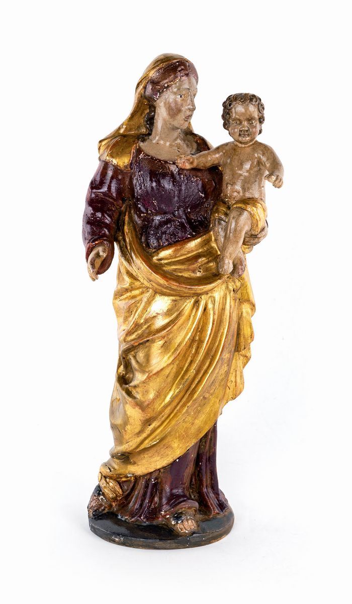 Antica Scultura in Legno Laccato e Dorato