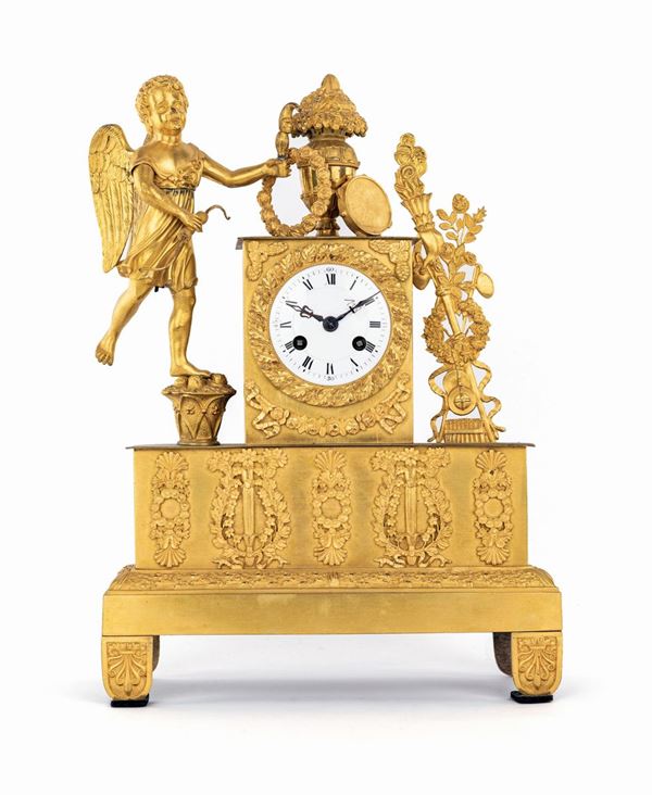 Orologio in bronzo dorato, XIX secolo
