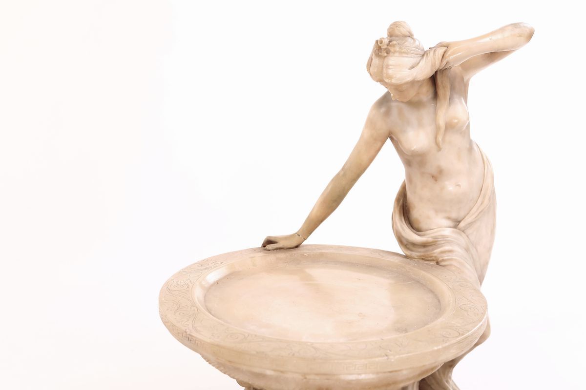 Gruppo Scultoreo con Vasca in Alabastro e Marmo, XX Secolo