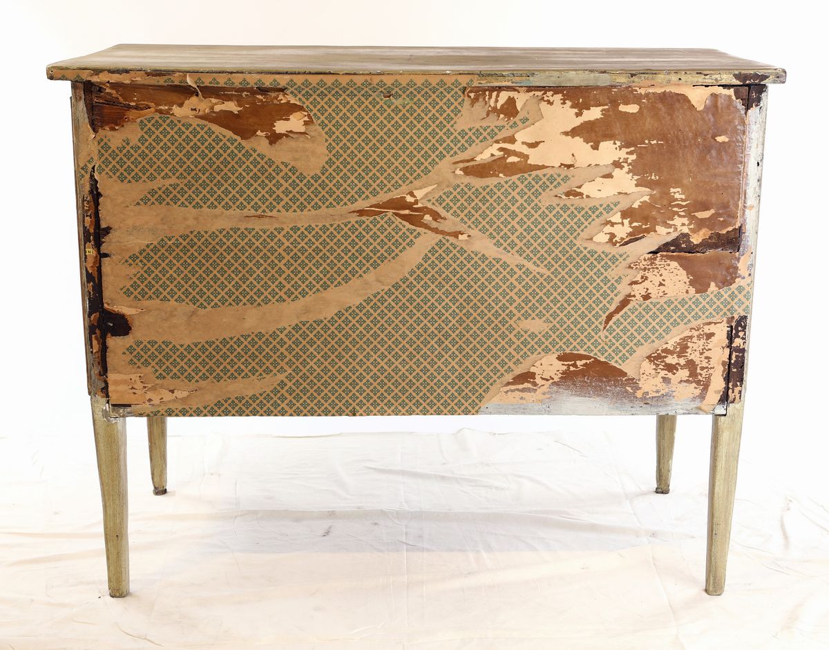 Cassettone in Legno Laccato Verde Pastello, Fine XIX Secolo