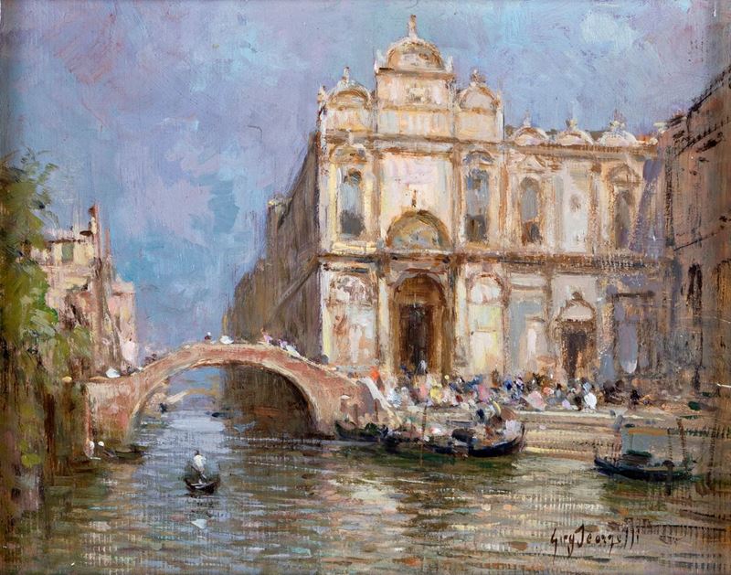 Pittore Fine XIX/inizi XX Secolo - Canale Veneziano e L'ospedale di San Giovanni e Paolo