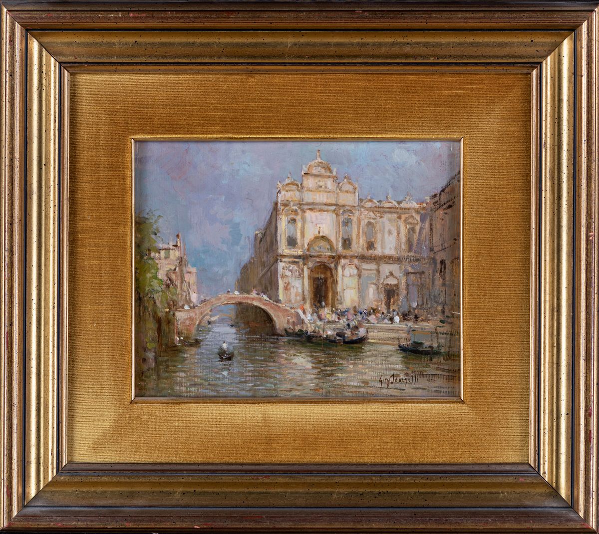 Pittore Fine XIX/inizi XX Secolo - Canale Veneziano e L'ospedale di San Giovanni e Paolo